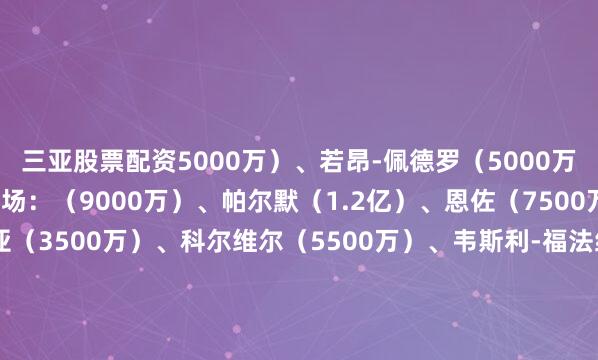 三亚股票配资5000万）、若昂-佩德罗（5000万）、内托（5000万）中场：（9000万）、帕尔默（1.2亿）、恩佐（7500万）后卫：库库雷利亚（3500万）、科尔维尔（5500万）、韦斯利-福法纳（2500万）、里斯-詹姆斯（3000万）门将：罗伯特-桑切斯（2000万）
